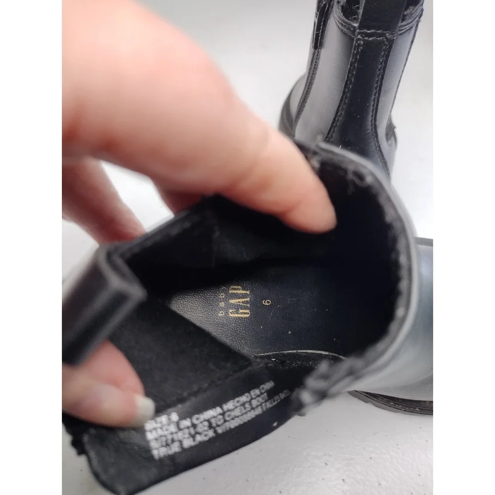 Baby Gap Kids‎ Black Faux Leather Side Zip Chelsea Boots Size 6